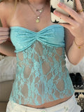 Floral Lace Tube Top - Elastic Gathered Design - Versatile Sleeveless Summer Top - Breathable & Comfortable Women's Fashion