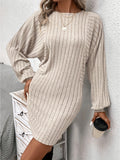 Flattering Striped Bodycon Dress - Women's Long Sleeve Crew Neck Casual Dresses for Daily Wear - Comfortable, Stretchy, and Versatile Fashion Clothing