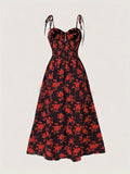 Chic Summer A-line Floral Dress with Sweetheart Neck - Strapless, Easy Maintenance, Women's Non-Sheer Cami Style