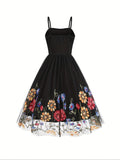 Vintage-Inspired Fitted Cocktail Dress - Elegant Spaghetti Strap, Floral Embroidery, Knit Fabric, Mesh Overlay, 100% Polyester, All-Season Wear, Embroidered, Fitted Silhouette, Comfortable, Party-Perfect - Ideal for Women's F