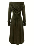 Zjkrl  -  Gothic Hooded Cosplay Dress, Long Sleeve Dress For Halloween, Party, Performance, Women's Clothing