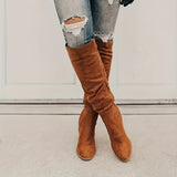 Womens Stylish Block Heeled Knee High Boots - Soft Padded Comfort, Warm Winter Lining, Secure Side Zip - Trendy Solid Colors for Fashion-Forward Ladies