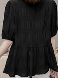 Chic V-Neck Short Sleeve Blouse - Solid Color, Polyester, Machine Washable - Perfect for Spring & Summer