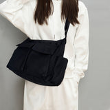 Vintage-Inspired Canvas Messenger Bag - Spacious Multi-Pocket Crossbody Bag with Zipper Closure - Perfect for Casual Travel, Daily Commute, and Outdoor Activities