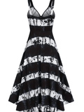 Plus Size Elegant Tie Dye Pencil Dress - V Neck, Asymmetrical Hem, High Stretch, Machine Washable - Perfect for Summer Casual Occasions