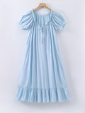 Romantic Lace Trim Princess Nightdress - Soft, Sweet, and Cute V-Neck Ruffle Hem Sleep Dress for Women - Comfortable, Breathable, and Relaxed Fit Sleepwear & Dresses for a Good Night's Sleep