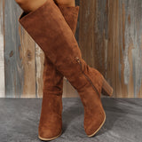 Womens Stylish Block Heeled Knee High Boots - Soft Padded Comfort, Warm Winter Lining, Secure Side Zip - Trendy Solid Colors for Fashion-Forward Ladies