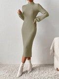Elegant Long-Sleeve Turtleneck Bodycon Dress - Comfortable, Durable Knit for Chic Winter Style, Easy Maintenance