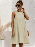 Zjkrl  -  Plus Size Solid Color Crew Neck Dress, Casual Sleeveless Dress For Summer, Women's Plus Size Clothing