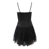 Zjkrl - Sexy Solid White Stitching Lace Bra Corset style Spaghetti Strap Mini Dress Women Backless Party Skater Short Sling Robe