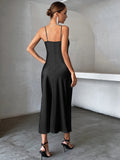 For Spring & Summer, Solid Color Backless Bodycon Cami Dress, Elegant Sleeveless Skinny Women's Clothing