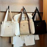Spacious Canvas Tote Bag - Stylish Women's Shoulder Handbag with Zip Closure, Polyester Lining, and Durable Construction for Everyday Commuting, Travel, and Shopping - Easy to Clean and Water Resistant