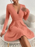 Elegant & Timeless V-Neck Rib-Knit Midi Dress - Cozy, Stretchable & All-Season, Perfect for Every Occasion