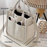Chic White Canvas Tote Bag for Women - Versatile Shoulder & Crossbody Handbag, Perfect for School, Work, and Everyday Outings
