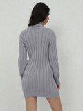 Cozy Ribbed Turtleneck Sweater Dress - Soft, Casual, Long Sleeve, Solid Color, Women's Comfortable Clothing for Daily Wear - Perfect for Fall and Winter Seasons