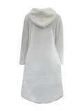 Long Sleeve Winter Warm Teddy Hooded Dress, Casual Women's Clothing