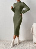 Elegant Long-Sleeve Turtleneck Bodycon Dress - Comfortable, Durable Knit for Chic Winter Style, Easy Maintenance