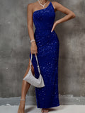 Sexy One Shoulder Sleeveless Party Dress - Split High Design, Elegant Women's Clothing for Night Out, Formal Occasions - Perfect for Dancing, Cocktail Parties, and Special Events