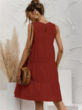 Zjkrl  -  Plus Size Solid Color Crew Neck Dress, Casual Sleeveless Dress For Summer, Women's Plus Size Clothing