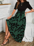 Feminine Floral Print Dress - Comfortable Crew Neck & Short Sleeves - Perfect for Spring & Summer - Timeless Elegant Style - Womens Wardrobe Essential