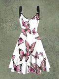 Vintage Chic Floral Print Maxi Dress - Relaxed Fit, Ring Linked V Neck, Adjustable Straps, Casual Women's Clothing for Daily Wear - Perfect for Spring and Summer
