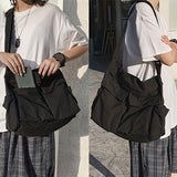 Vintage-Inspired Canvas Messenger Bag - Spacious Multi-Pocket Crossbody Bag with Zipper Closure - Perfect for Casual Travel, Daily Commute, and Outdoor Activities