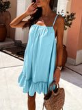 Lightweight Ruffle Hem Backless Cami Dress - Flowy & Versatile for Summer & Spring - Casual Womens All-Season Wardrobe Staple