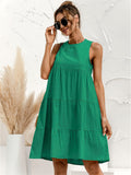 Zjkrl  -  Plus Size Solid Color Crew Neck Dress, Casual Sleeveless Dress For Summer, Women's Plus Size Clothing
