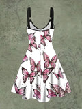 Vintage Chic Floral Print Maxi Dress - Relaxed Fit, Ring Linked V Neck, Adjustable Straps, Casual Women's Clothing for Daily Wear - Perfect for Spring and Summer