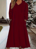 Long Sleeve Winter Warm Teddy Hooded Dress, Casual Women's Clothing