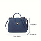 Vintage Doctor-Style Shoulder Bag for Women, Split Leather with Solid Color, Casual Handbag with Buckle Closure and Polycotton Lining - Ideal for Travel and Gifting, Crafted in Guangzhou