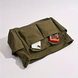 Vintage-Inspired Canvas Messenger Bag - Spacious Multi-Pocket Crossbody Bag with Zipper Closure - Perfect for Casual Travel, Daily Commute, and Outdoor Activities