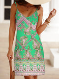 Paisley Print Cami Dress, Boho Holiday Sleeveless V Neck Dress, Women's Clothing