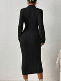 Elegant Long-Sleeve Turtleneck Bodycon Dress - Comfortable, Durable Knit for Chic Winter Style, Easy Maintenance