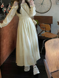 Machine Washable Polyester Summer Dress, Elegant and Slimming A-Line Long Sleeve V-Neck for Women