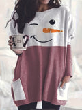 Zjkrl  -  Plus Size Christmas Dress - Adorable Festive Snowman Print Long Sleeve Round Neck Tee Dress with Convenient Pockets for Curvy Women