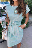 ZJKRL  -  Striped Knot Design Grey Midi Dress(5 Colors)