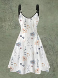 Vintage Chic Floral Print Maxi Dress - Relaxed Fit, Ring Linked V Neck, Adjustable Straps, Casual Women's Clothing for Daily Wear - Perfect for Spring and Summer