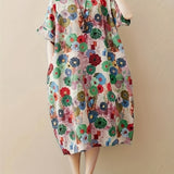Zjkrl  -  Stylish Plus Size Floral Print Crew Neck Loose Fit Nightdress with Pockets - Women Plus - Soft, Breathable, Comfortable, Relaxed Fit, Short Sleeve, Casual Lounge Dress for Sleep, Lounging, and Relaxation
