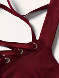 For Spring & Summer, Sleeveless Corset Flared Dress with Crisscross Strap, Punk Women's Clothing