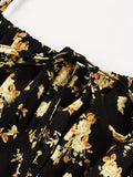 Vintage Chic Floral Print Sundress - Chic Tie Front, Timeless Elegance, Sleeveless Spaghetti Strap - Perfect Summer Womens Fashion Dress