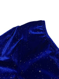 Women's Elegant One-Shoulder Velvet Dress 1008, Long Sleeve, Short Length, Solid Color, Sequin Detail, Polyester & Spandex Blend, Fall/Winter Fashion, No Padding, No Belt