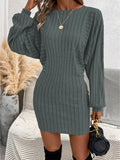 Flattering Striped Bodycon Dress - Women's Long Sleeve Crew Neck Casual Dresses for Daily Wear - Comfortable, Stretchy, and Versatile Fashion Clothing
