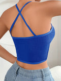 Sexy Seamless Halter Neck Mesh Ribbed Cami Vest Top - Ultra Breathable, Stretchy, and Comfortable - Perfect for Women's Lingerie, Underwear, and Loungewear