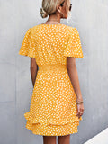 Women's Dresses Women's Polka Dot Dress Ruffle Sleeves Boho Pleated Swing Blouse Vacation Dresses