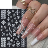 Zjkrl - Christmas Nail Sticker 3D Reflective Shiny Glitter Gold Silver Snowflake Elk Bells Decal Slider For Manicure Decoration NLLS-J24
