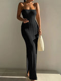 Zjkrl  -  Spaghetti Strap Knitted Dress Sleeveless Sexy Bodycon Beach Skinny Solid Women Summer Fashion Hot Long Dress