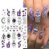 Zjkrl - Christmas Nail Sticker 3D Reflective Shiny Glitter Gold Silver Snowflake Elk Bells Decal Slider For Manicure Decoration NLLS-J24
