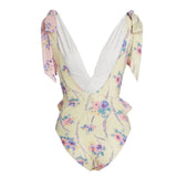 ZJKRL  -  Women One Piece Swimsuit Swimwear Deep V Retro Holiday Beachwear Backless Summer Ruffled Collar Surf Wear Bathing Suit