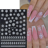 Zjkrl - Christmas Nail Sticker 3D Reflective Shiny Glitter Gold Silver Snowflake Elk Bells Decal Slider For Manicure Decoration NLLS-J24